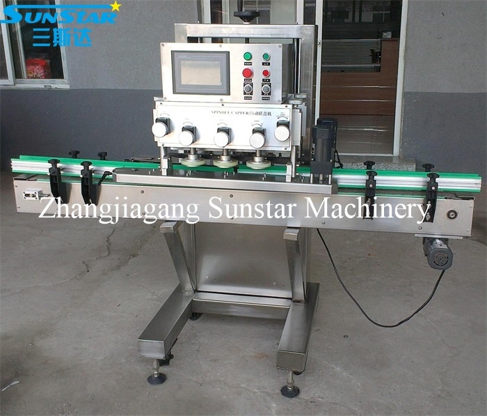 Automatic PLC controlled linear twist off capper for various screw caps